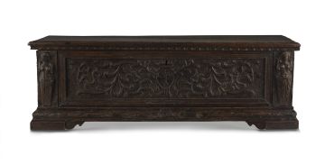 An Italian Renaissance style carved walnut cassone, 18th century and later