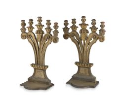 A pair of Italian five-light giltwood candelabra, 19th century
