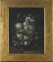 Danish School; A Still life of Flowers in a Glass Vase