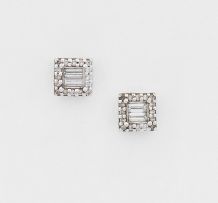 Pair of diamond and 18ct white gold earstuds
