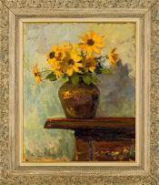 Adriaan Boshoff; Vase of Yellow Coneflowers