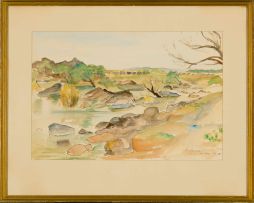 Maud Sumner; Landscape with River and Distant Bridge