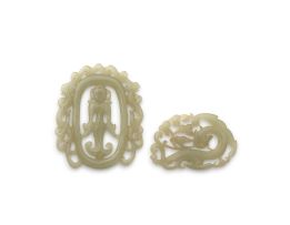 Two Chinese jade carved plaques, early 20th century