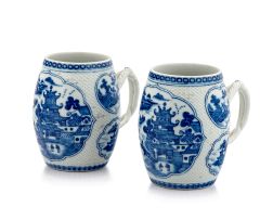 A pair of Chinese Export blue and white tankards, Qing Dynasty, Qianlong period, late 18th century