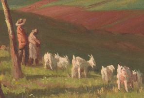 Willem Hermanus Coetzer; Extensive Landscape with Goats