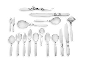 A Danish silver ‘Cactus’ pattern flatware service, Gundorph Albertus for Georg Jensen, designed 1930, .925 sterling