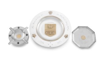 A silver and silver gilt commemorative dish, ‘The Bicentenary of the Sheffield Assay Office 1773-1973’, Mappin & Webb, Sheffield, 1973