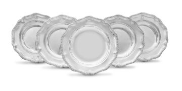 A set of five George III silver dinner dishes, Augustin le Sage, London, 1767