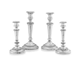 A pair of silver-plated candlesticks, 19th century
