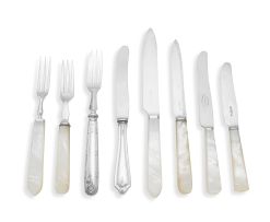 A set of twelve Edward VII silver reed and ribbon pattern fruit forks, William Hutton & Sons, Sheffield, 1905
