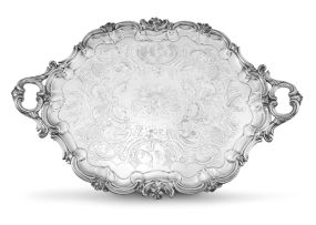 A silver-plated two-handled tray, 19th century