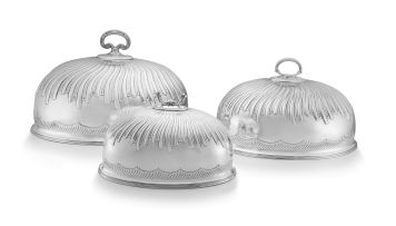 Three late Victorian silver-plated domes