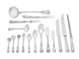 A George III assembled 'King’s' pattern flatware service, London, various makers and dates, 1818-1828