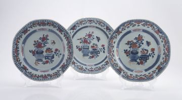 Three Chinese famille-rose plates, Qianlong period, 1736-1795