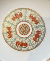 A pair of Chinese famille-verte saucer dishes, 20th century