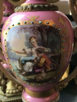 A French 'Sèvres' porcelain and gilt-bronze mounted clock garniture, circa 1850