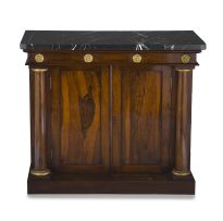 A Regency style rosewood and marble-topped cabinet, 19th century and later