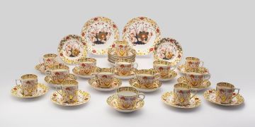 A Derby 'Imari' part tea and coffee service, 19th century