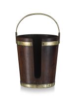 A George III brass-bound mahogany plate bucket
