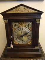 A German oak bracket clock, retailed by H F Seale, Cape Town, 20th century