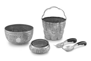 A Burmese silver ice bucket, late 19th/early 20th century