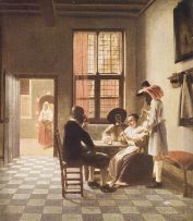 After Pieter de Hooch; Cardplayers in a Sunlit Room