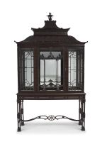 A 'Chinese Chippendale' style mahogany display cabinet, early 20th century