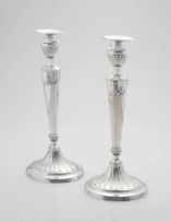 A pair of 'Princess Plate' candlesticks, Mappin & Webb, Sheffield, 20th century