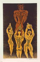 Cecil Skotnes; Four woodcuts from the Assassination of Shaka portfolio