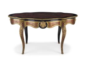 A Napoleon III boulle, tortoiseshell and gilt-metal-mounted centre table