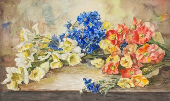 South African School 20th Century; Still Life with Flowers