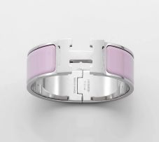 A Hermès palladium and pink enamel ''clic clac H'' bracelet