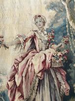 Two Louis XV style woven tapestries, probably Belgian