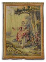 Two Louis XV style woven tapestries, probably Belgian