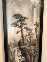 A Chinese ink and colour scroll painting