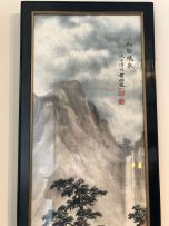 A Chinese ink and colour scroll painting