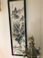 A Chinese ink and colour scroll painting