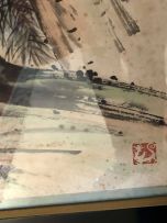 A Chinese ink and colour scroll painting