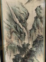 A Chinese ink and colour scroll painting