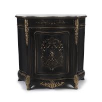 A French ebonised, ormolu-mounted, ivory and mother-of-pearl inlaid cabinet, 19th century