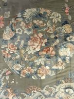 A near pair of Chinese silk panels, Qing Dynasty, 19th century