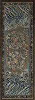 A near pair of Chinese silk panels, Qing Dynasty, 19th century