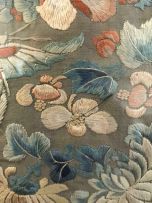 A near pair of Chinese silk panels, Qing Dynasty, 19th century