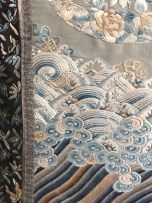 A near pair of Chinese silk panels, Qing Dynasty, 19th century