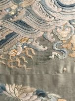 A near pair of Chinese silk panels, Qing Dynasty, 19th century