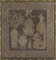 A Chinese silk panel, late 19th century