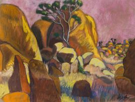 Nicky Leigh; Malolotja Rocks (Swaziland), Sunset, recto; Landscape with Pawpaw Trees, Unfinished, verso