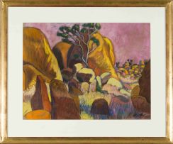Nichola Alice Leigh; Malolotja Rocks (Swaziland), Sunset, recto; Landscape with Pawpaw Trees, Unfinished, verso