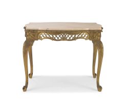 A painted gilt-metal and marble-topped table, 20th century