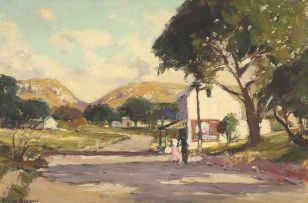 Adriaan Boshoff; Two Figures Strolling by the Local Store
